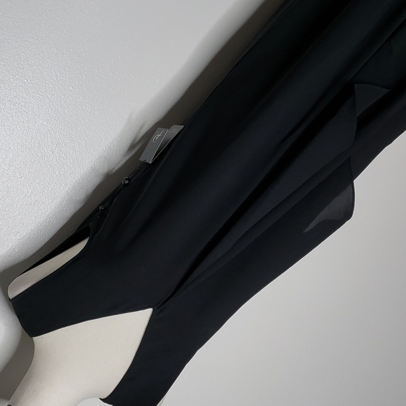 NWT Adrianna Papell Assymetric Drape Front Dress Cascade Black Crepe Chiffon - Picture 12 of 17